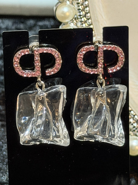 Paris Pop Princess Pink Crystal Drop Earrings