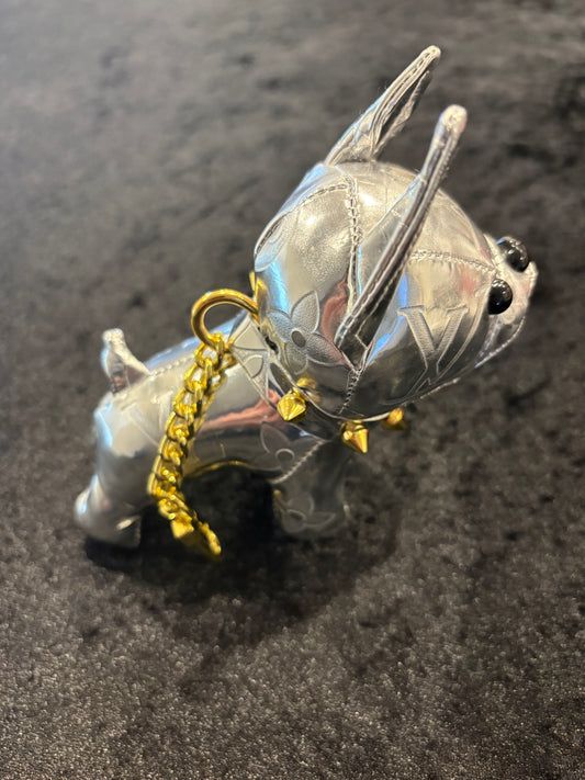 Glam Silver Pup Keychain Charm
