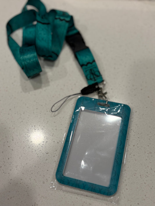 Teal Monogram Style Badge Holder & Matching Lanyard