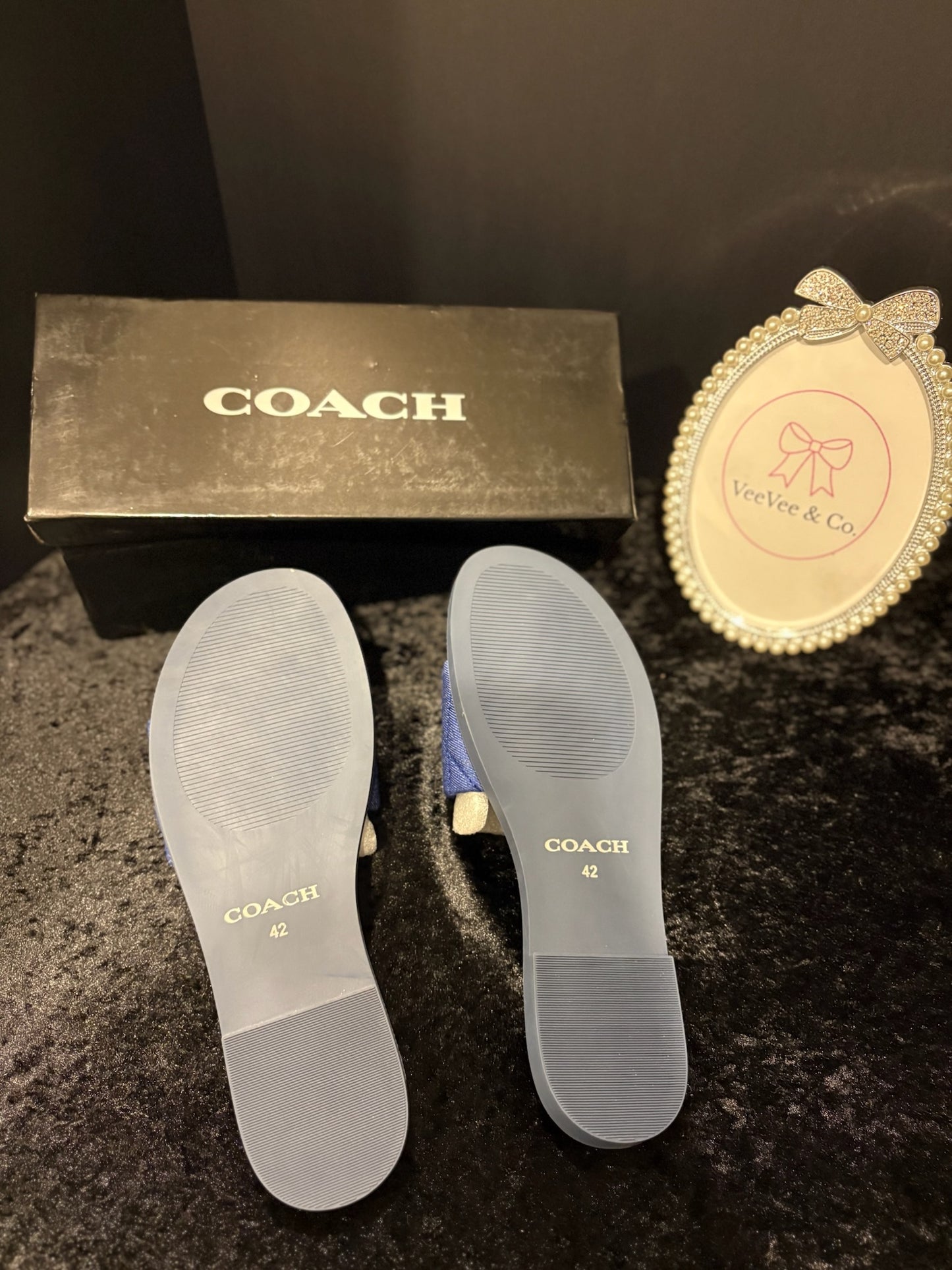Denim Dream Sandals β Gold Emblem β¨