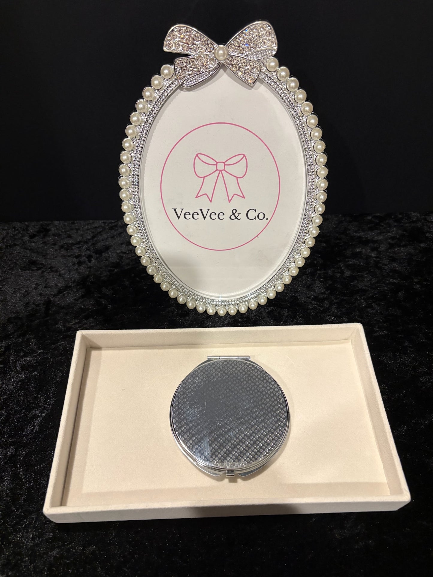 Noir Crystal Pocket Mirror