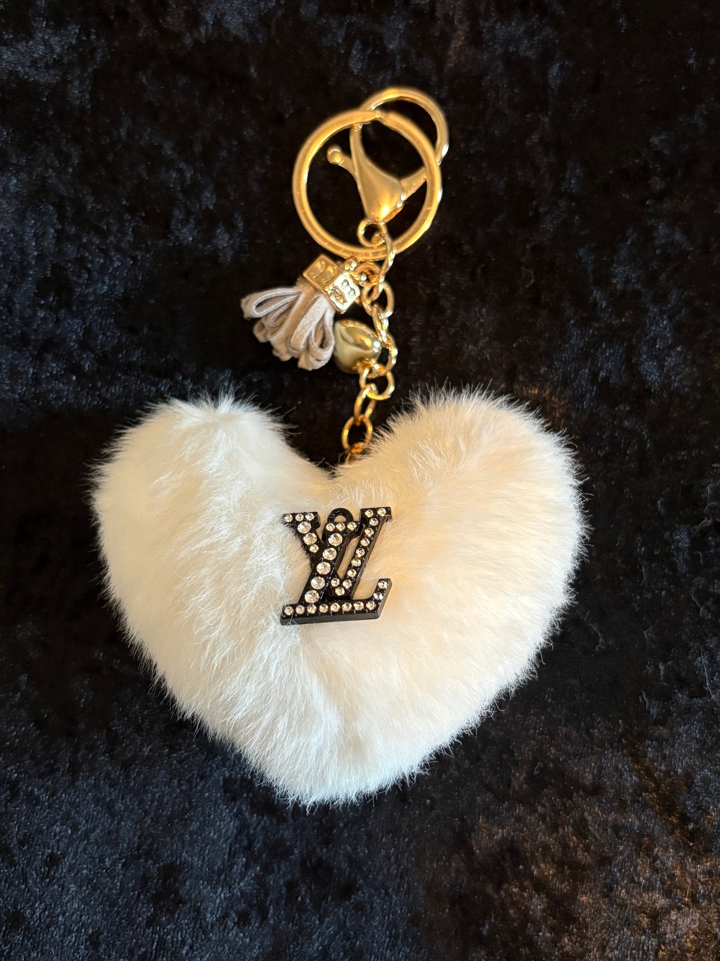 Rhinestone Monogram Puff Keychain Charm