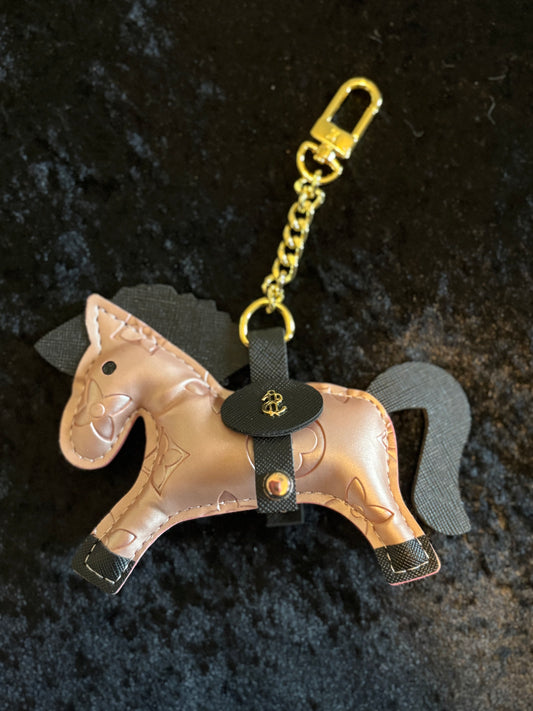 Rose Gold Horse Charm Keychain