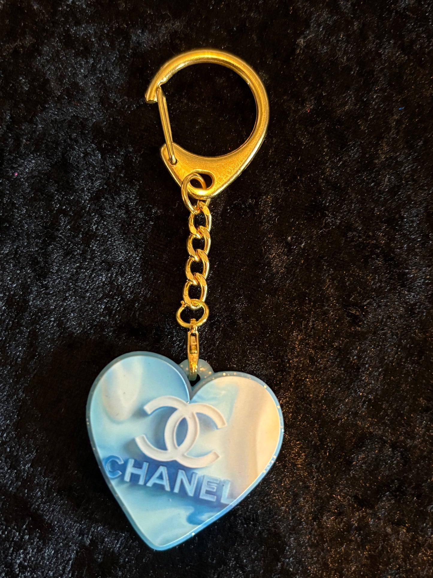 Heart Keychain Duo – Boutique Pink & Blue Styles | Double-Sided Charm with Gold Clasp