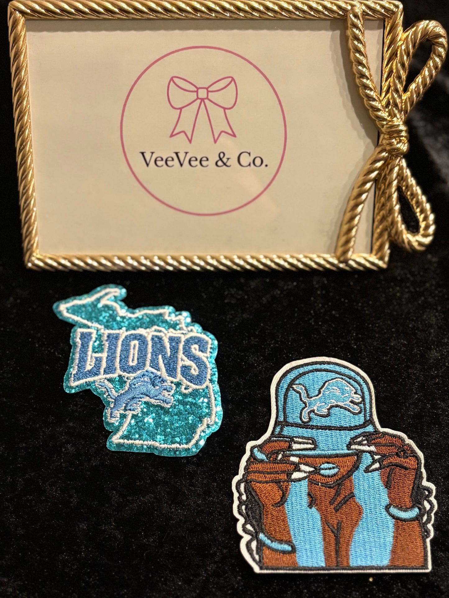 Detroit Lions Fan Girl Patch Duo ~ Trendy Iron-On Patch Set