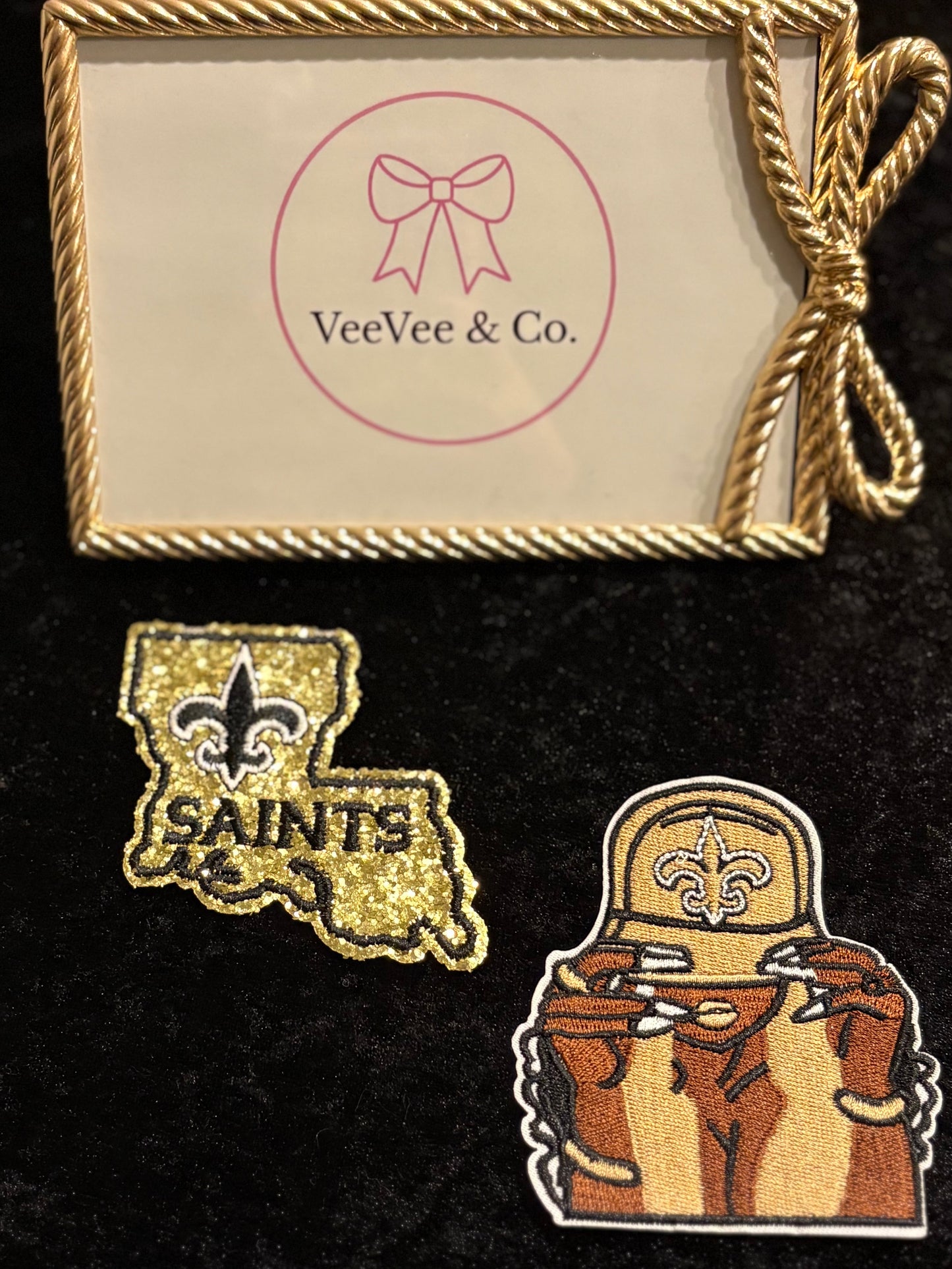 Who Dat Cutie Patch Set ~ Sparkly Louisiana & Glam Saints Girl Iron-On Duo