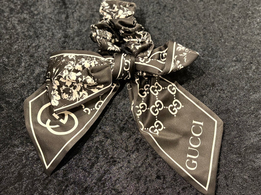 Midnight Bloom Bow Scrunchie