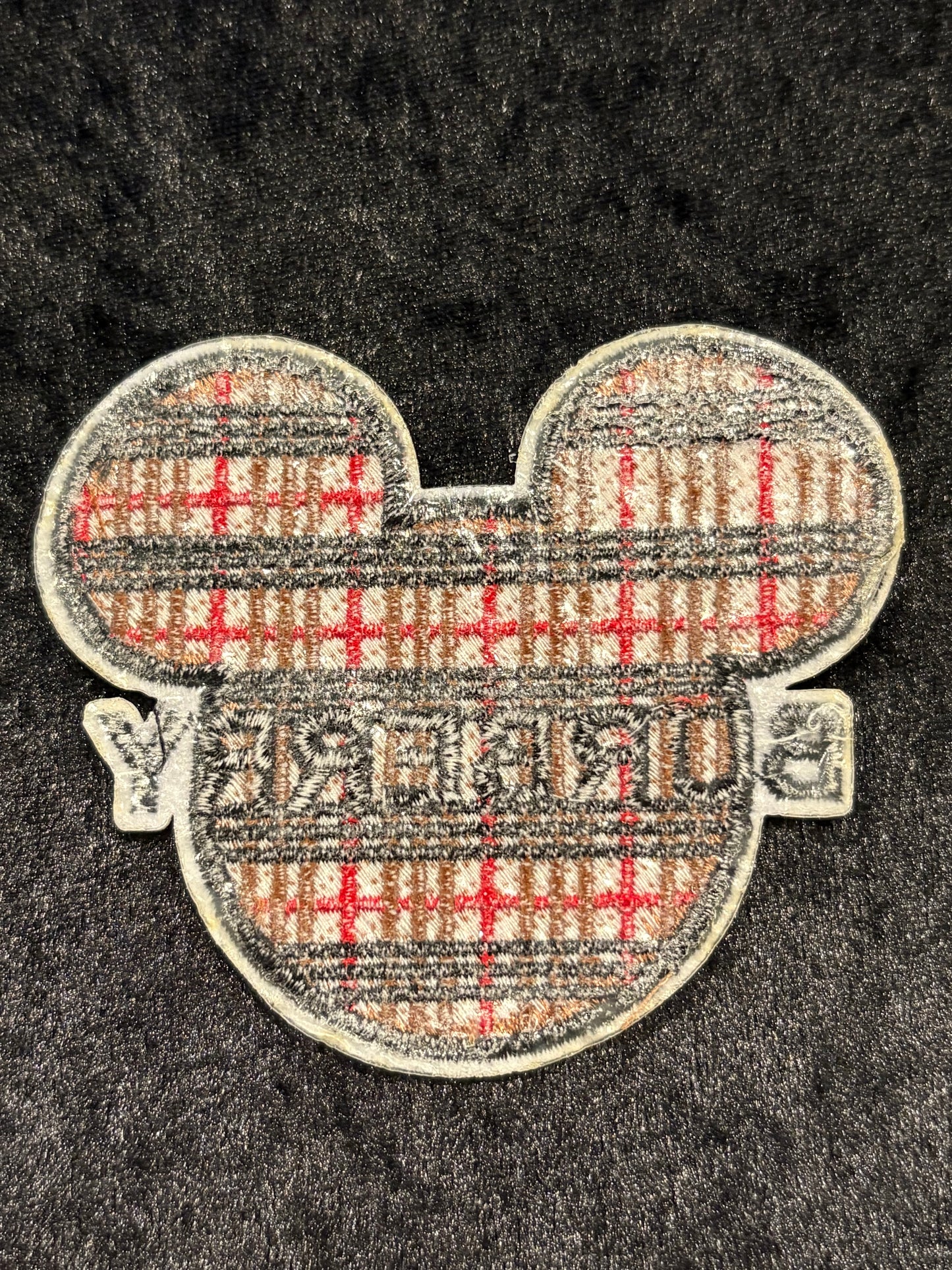 Luxe Plaid Mouse Head Iron-On Patch
