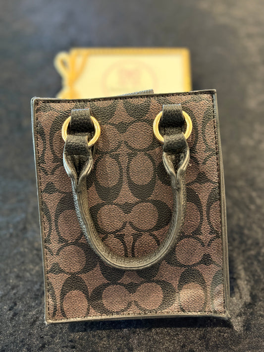 Espresso Icon Handbag – Classic Print & Gold Detail