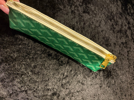 πβ¨ Green Luxe Pencil Pouch | Gold Hardware Cutie