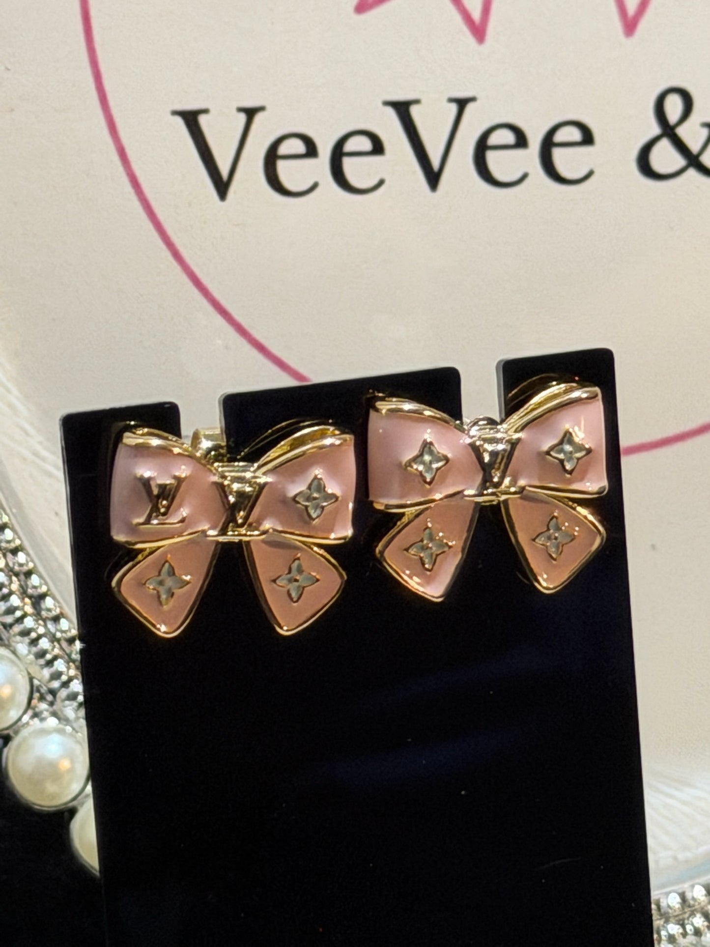 Pink Bow Princess Studs