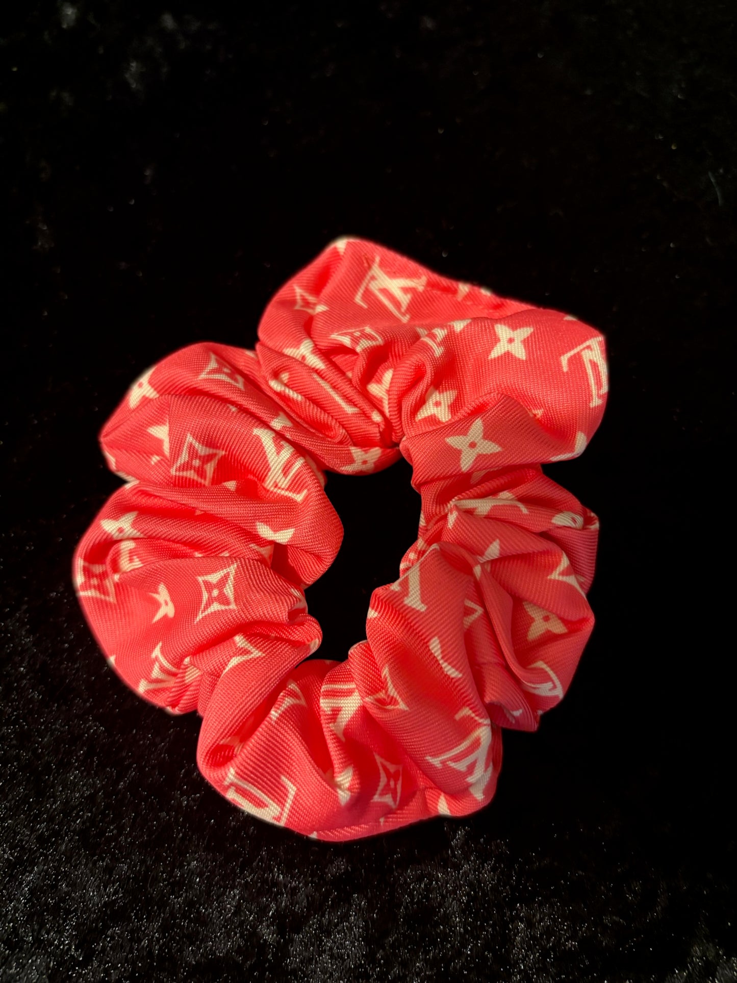 Coral Pop Monogram Scrunchie