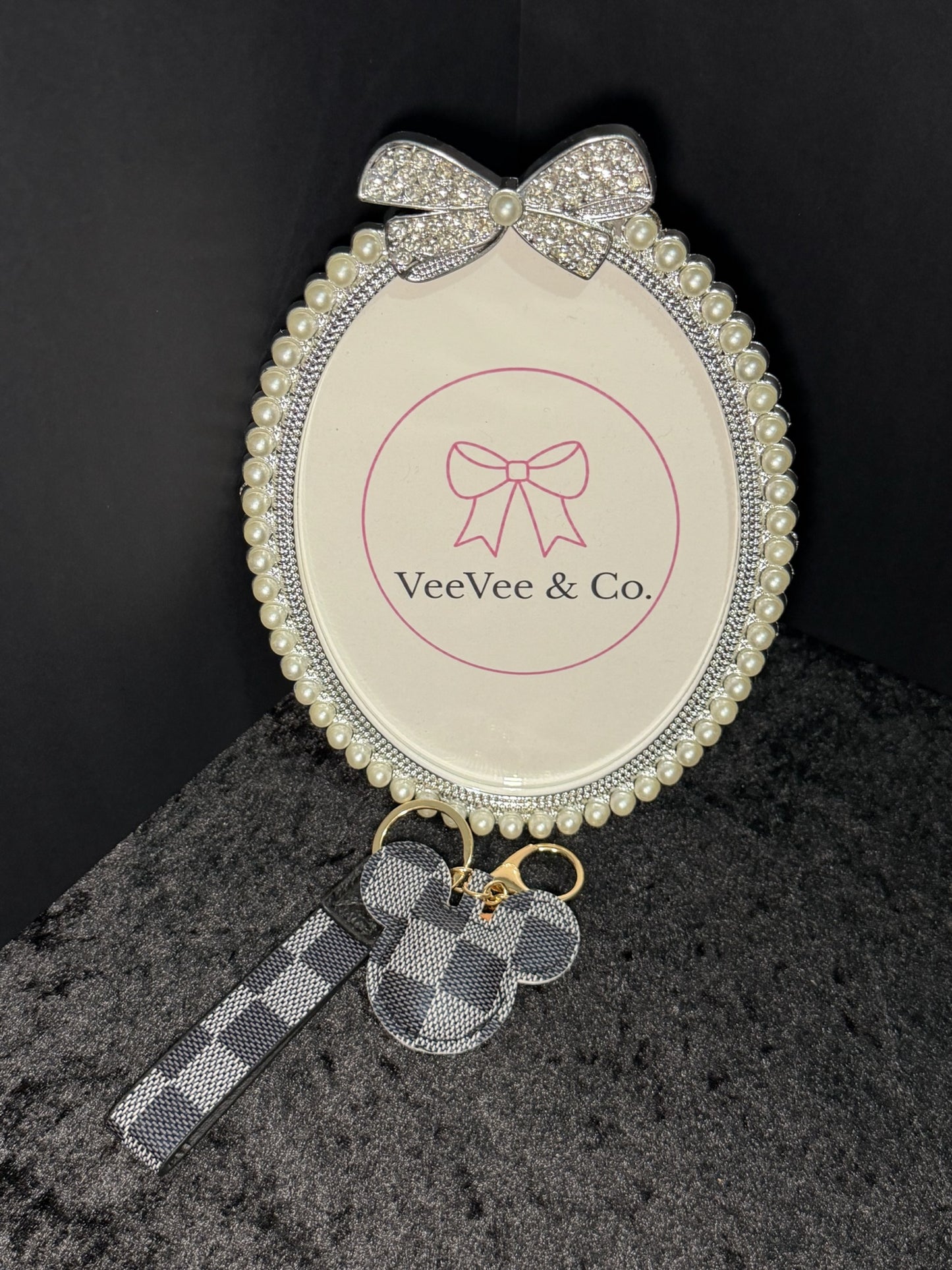 Minnie Bow Wristlet Keychains ✨ Checkered & Monogram-Inspired Collection
