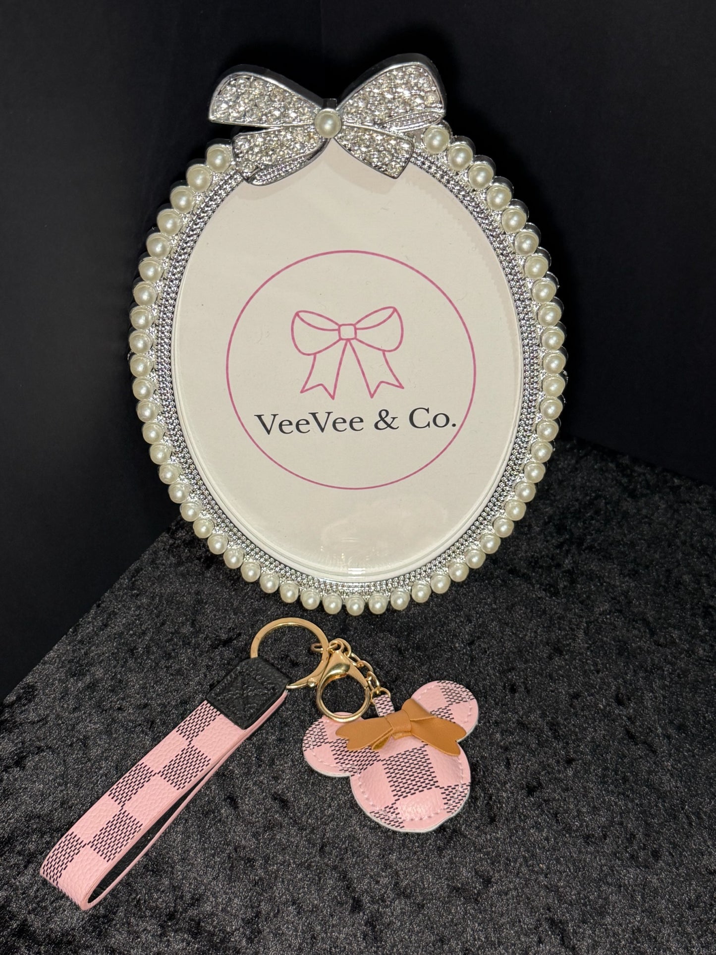 Minnie Bow Wristlet Keychains ✨ Checkered & Monogram-Inspired Collection
