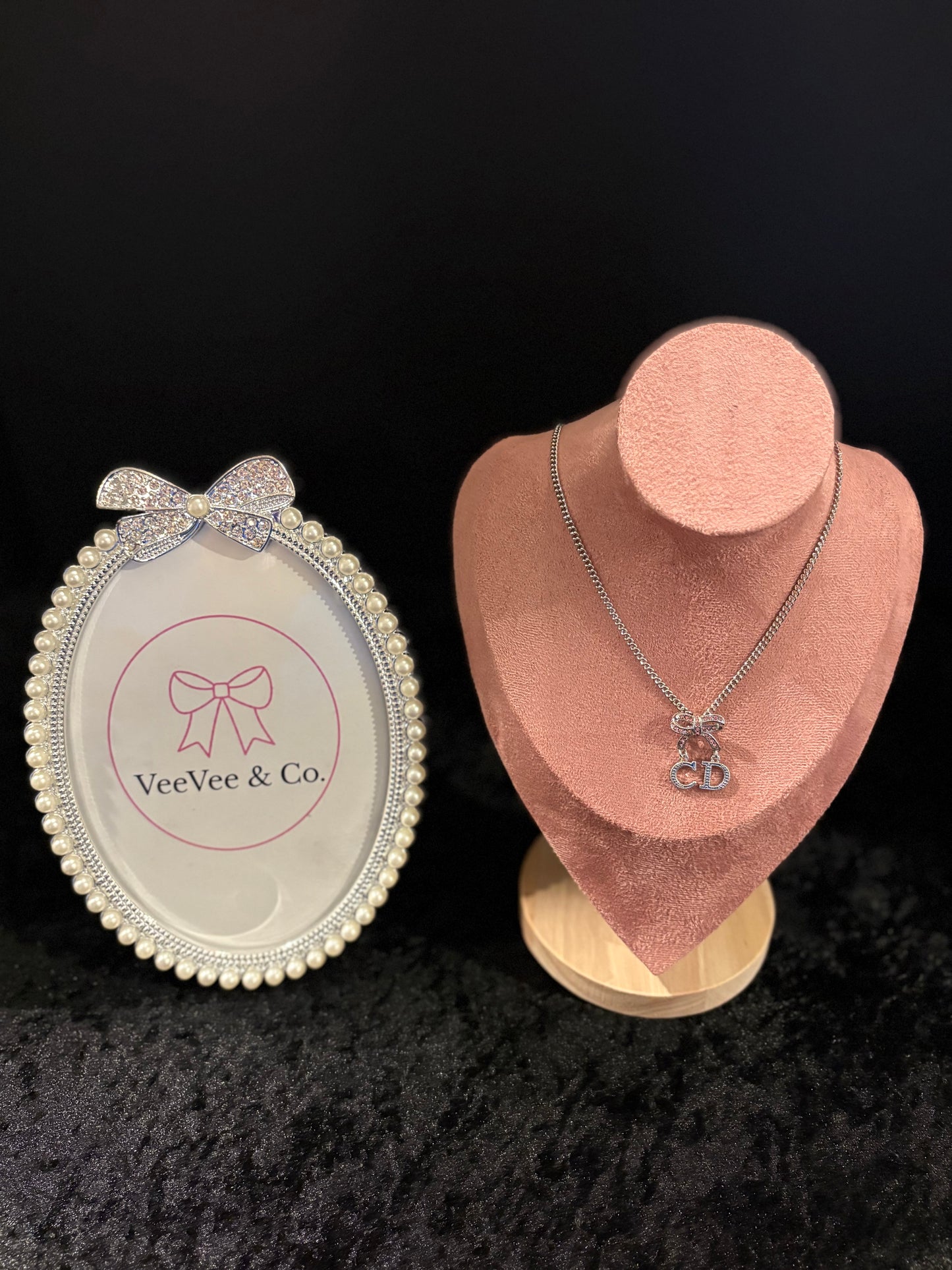 Blush Bow Drop Necklace