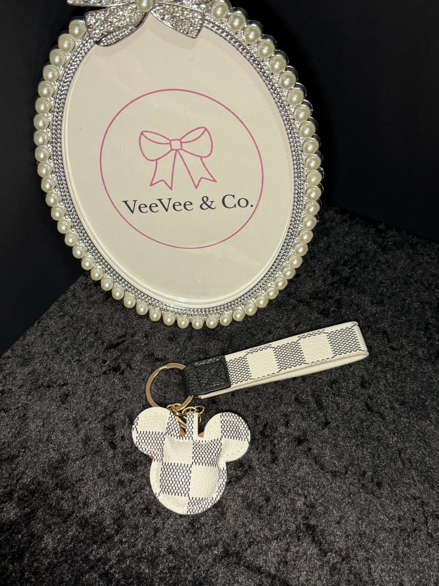 Minnie Bow Wristlet Keychains ✨ Checkered & Monogram-Inspired Collection