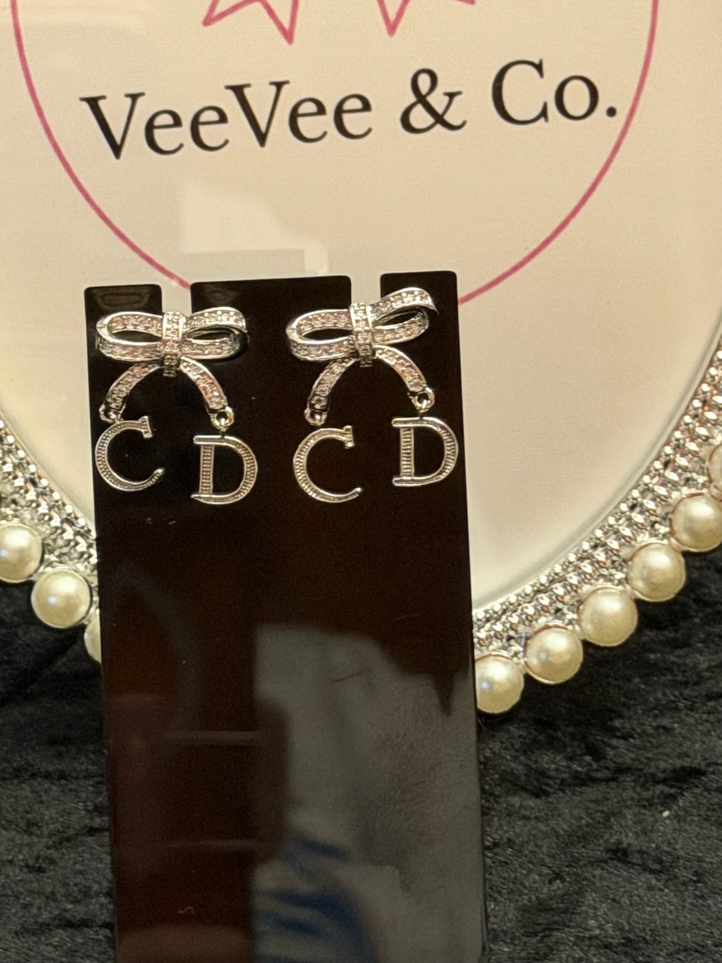 Paris Bow Charm Silver Dangle Earrings