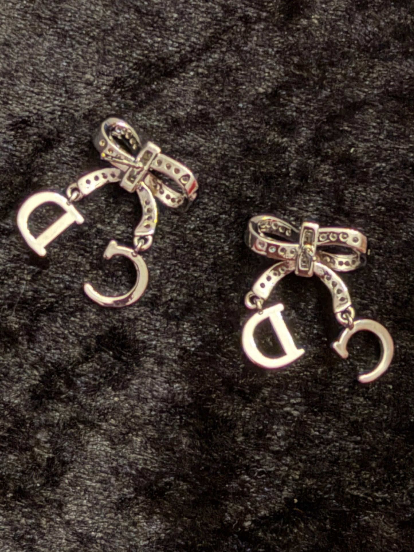 Paris Bow Charm Silver Dangle Earrings