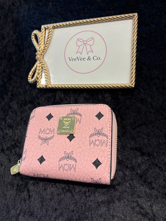 Bubblegum Monogram Zip Wallet