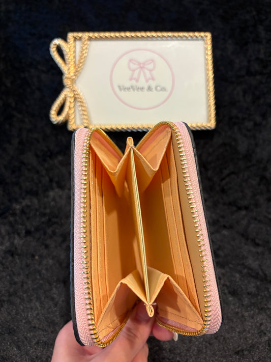 Bubblegum Monogram Zip Wallet