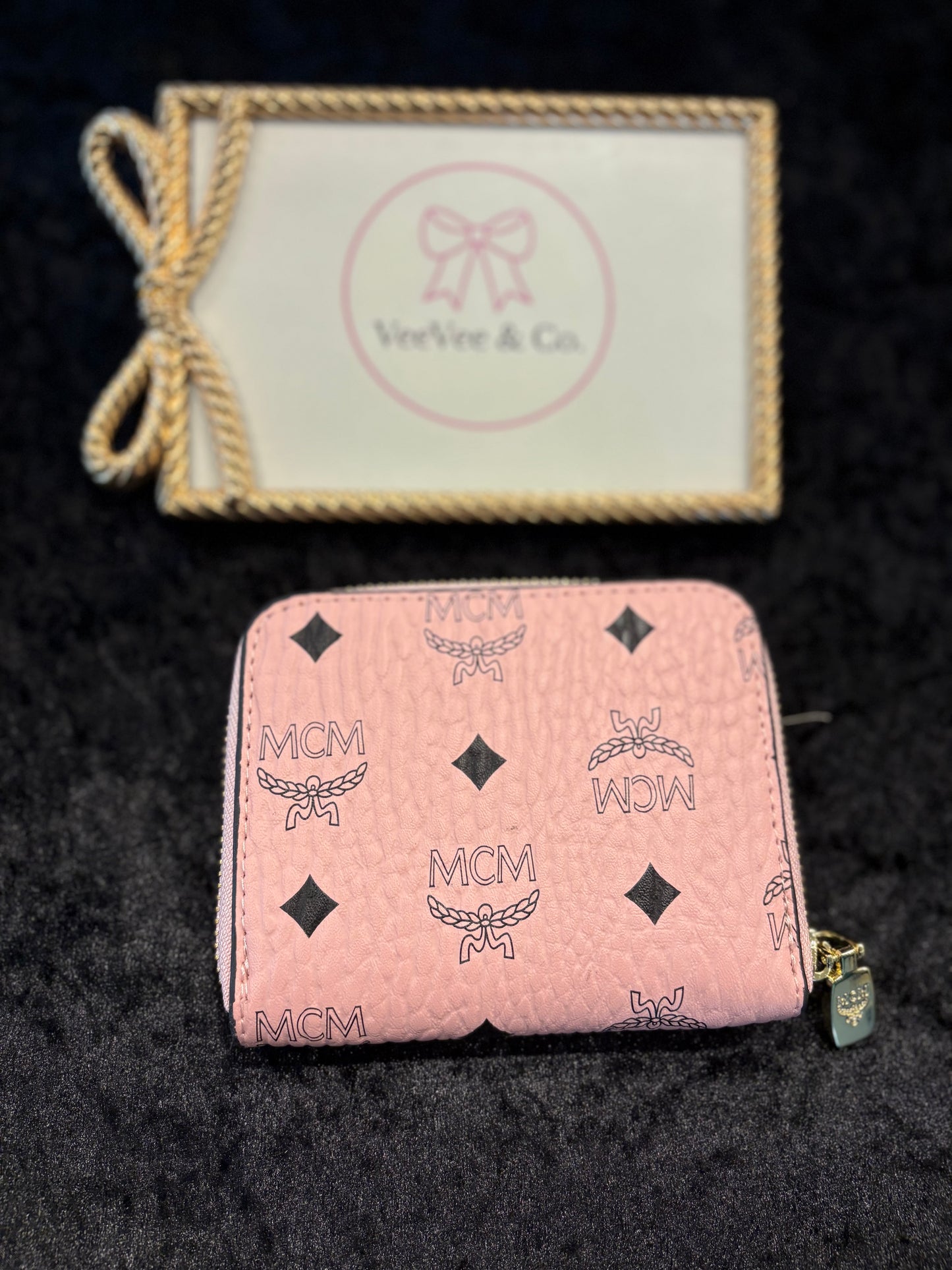 Bubblegum Monogram Zip Wallet