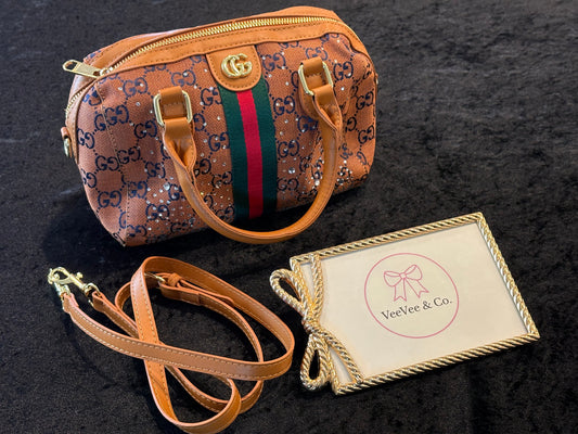 Golden Caramel Rhinestone Glam Bag