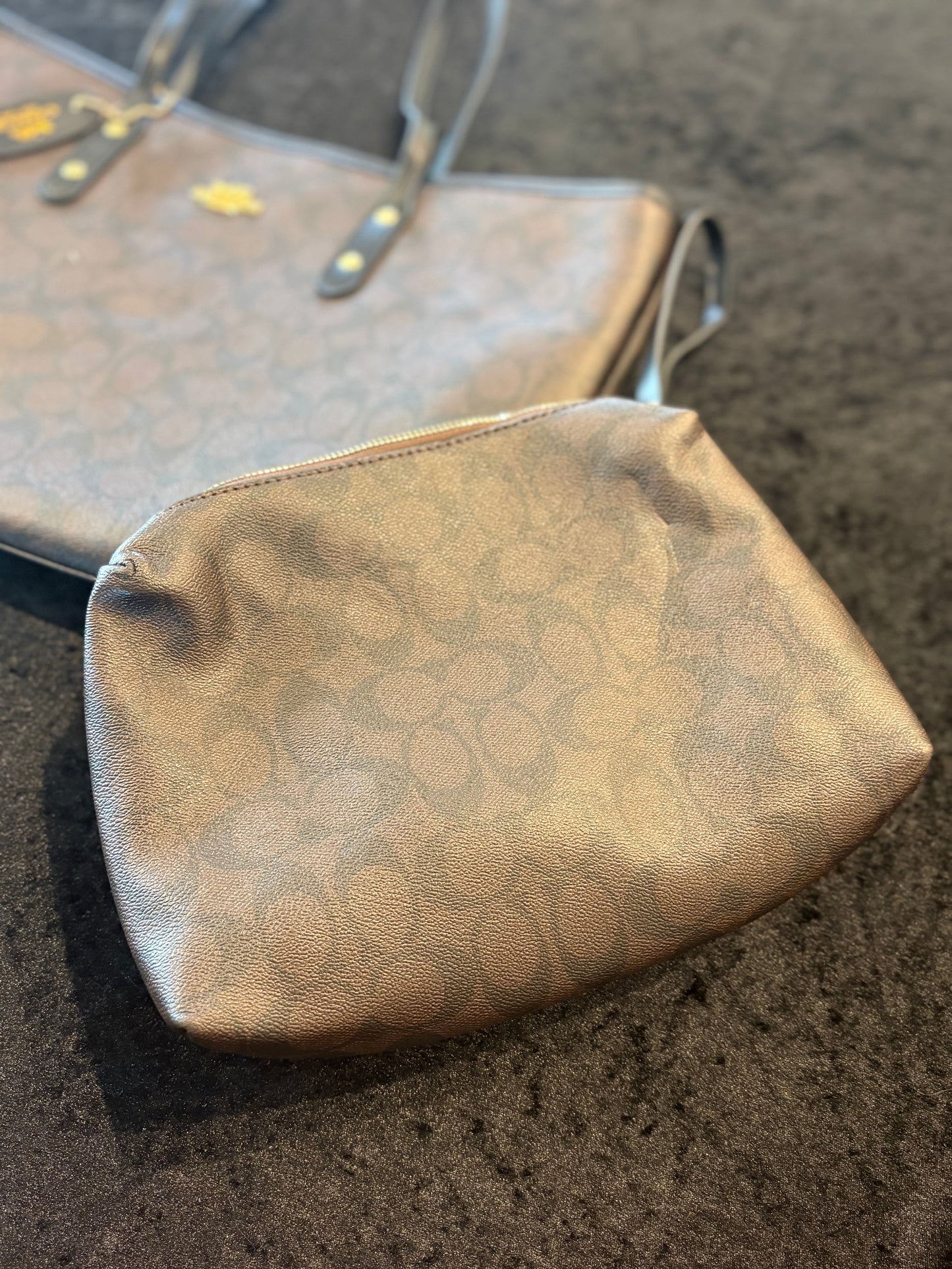 Luxe Trio Travel Set – Brown Monogram Tote, Pouch & Wristlet