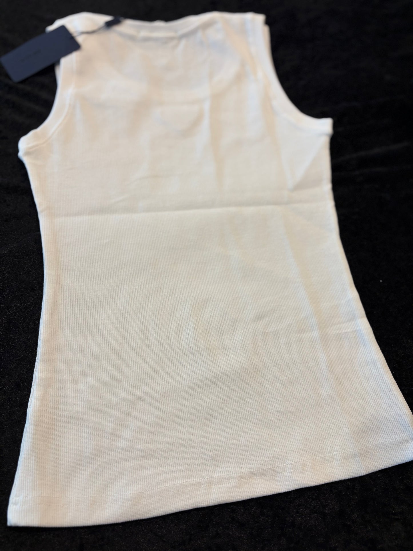 Soft Luxe Logo Ribbed Tank | White Minimalist Cami (Fits Like L)