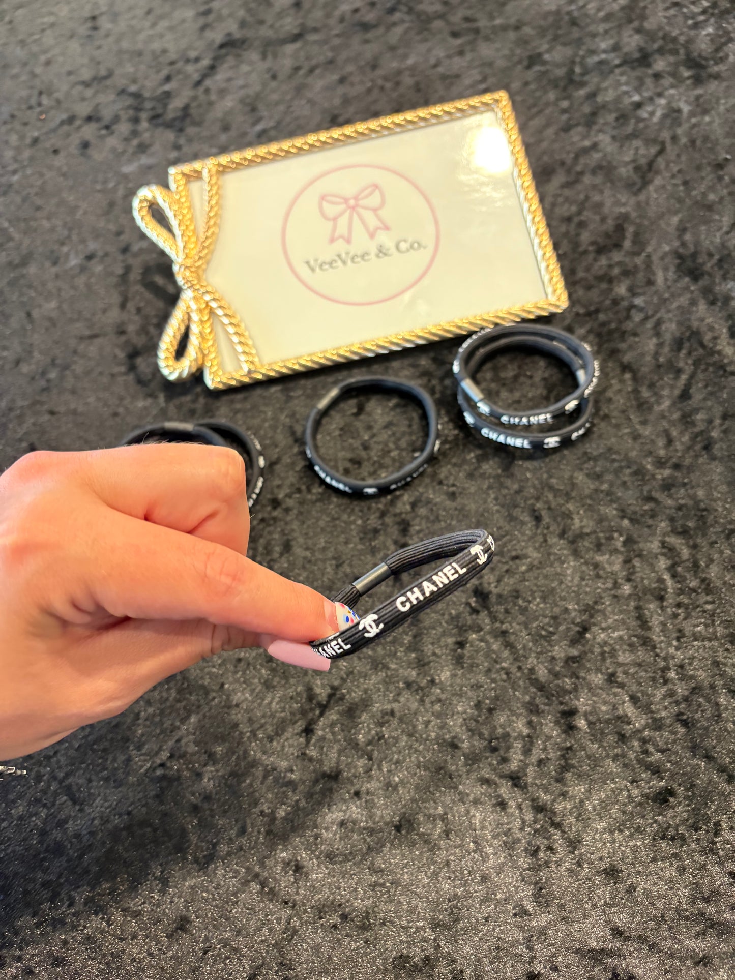 Everyday Chic Logo Hair Ties | Black Elastic Set