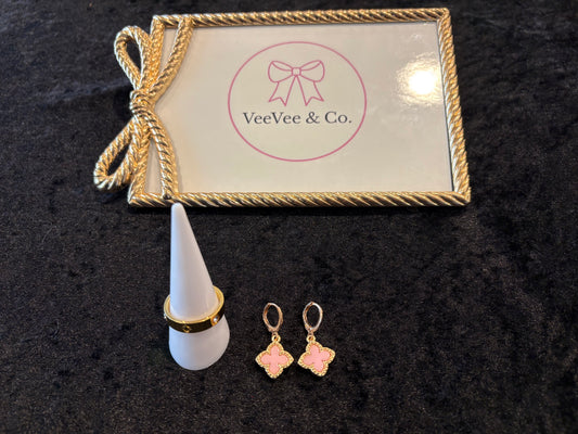 Pretty in Pink & Gold ✨ Statement Earrings + Screw Band Ring Set