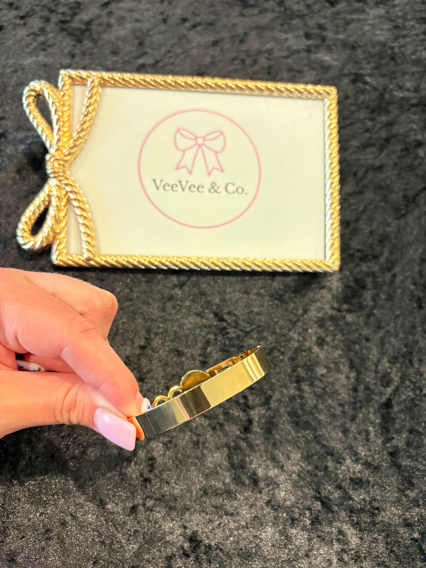 High Shine Gold Logo Bangle