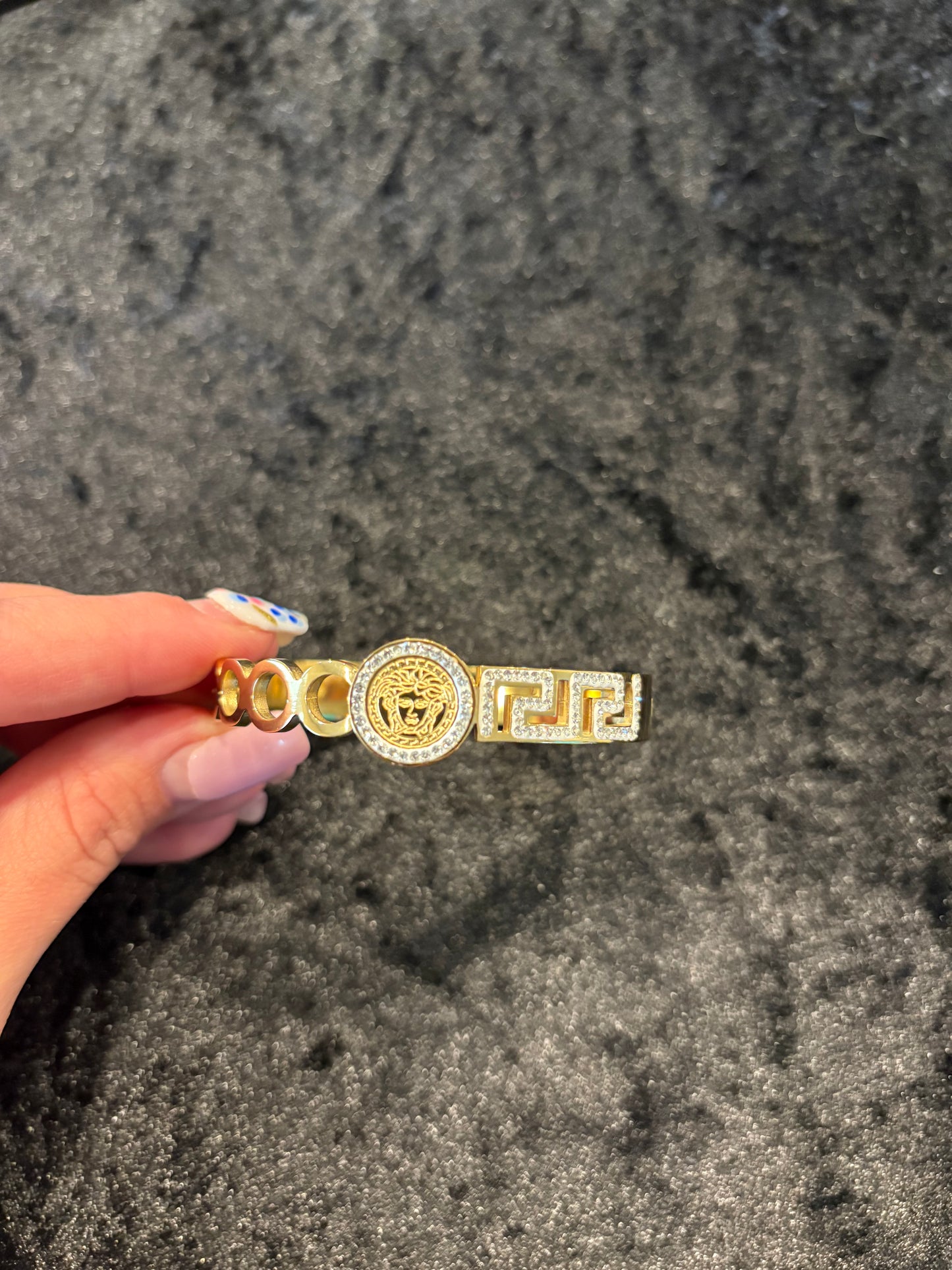 High Shine Gold Logo Bangle