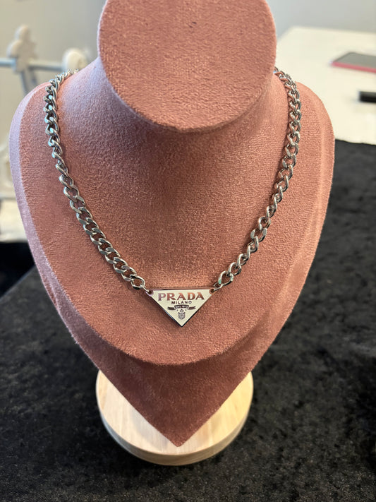 Edgy Silver Triangle Necklace