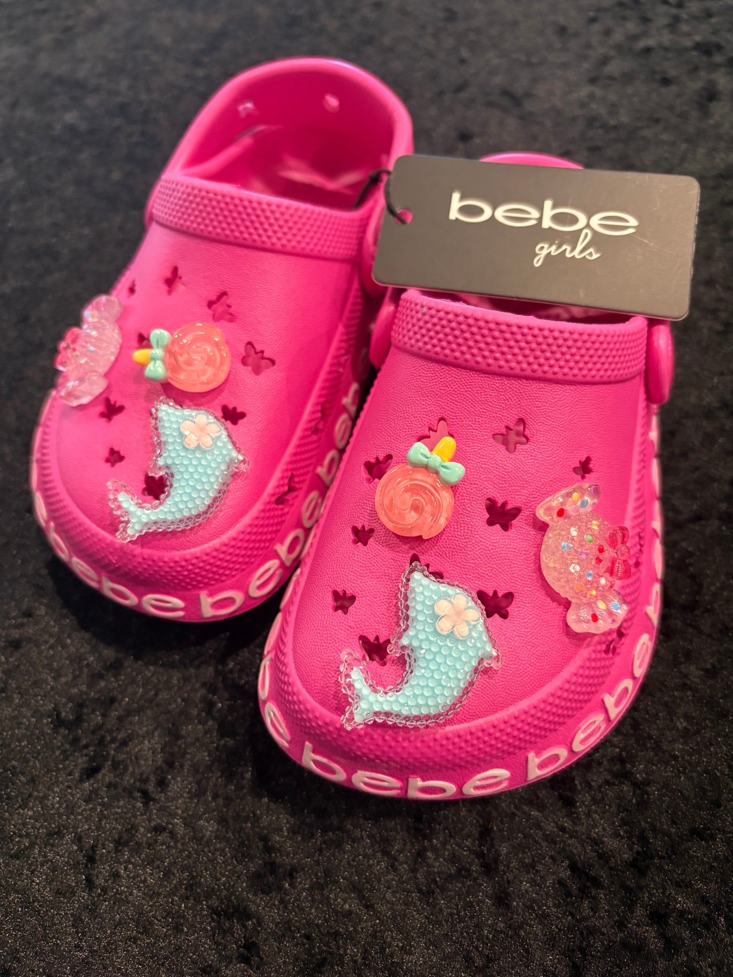 BEBE Fuchsia Charm Clogs – Toddler Size 7 💖✨