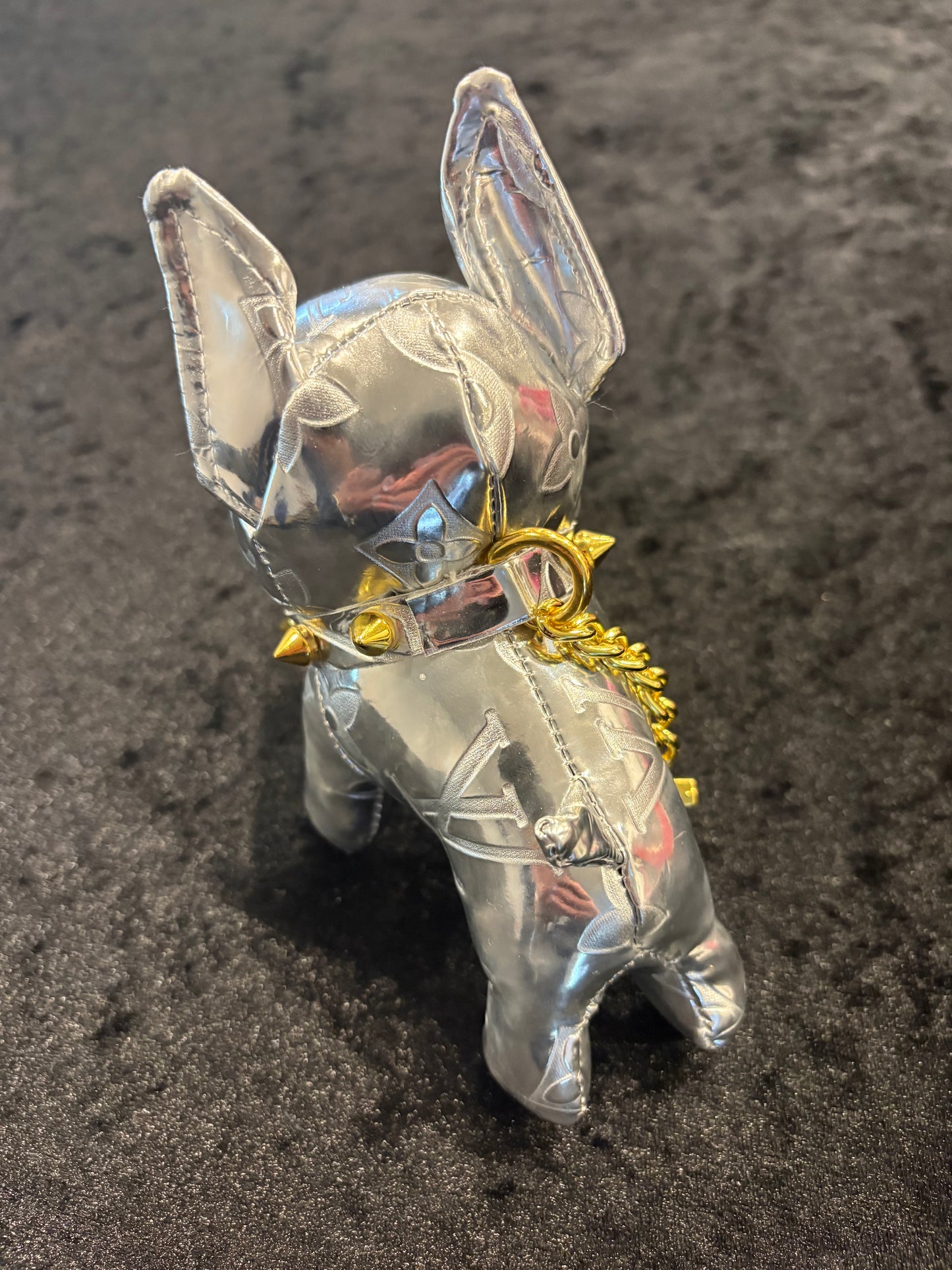 Glam Silver Pup Keychain Charm