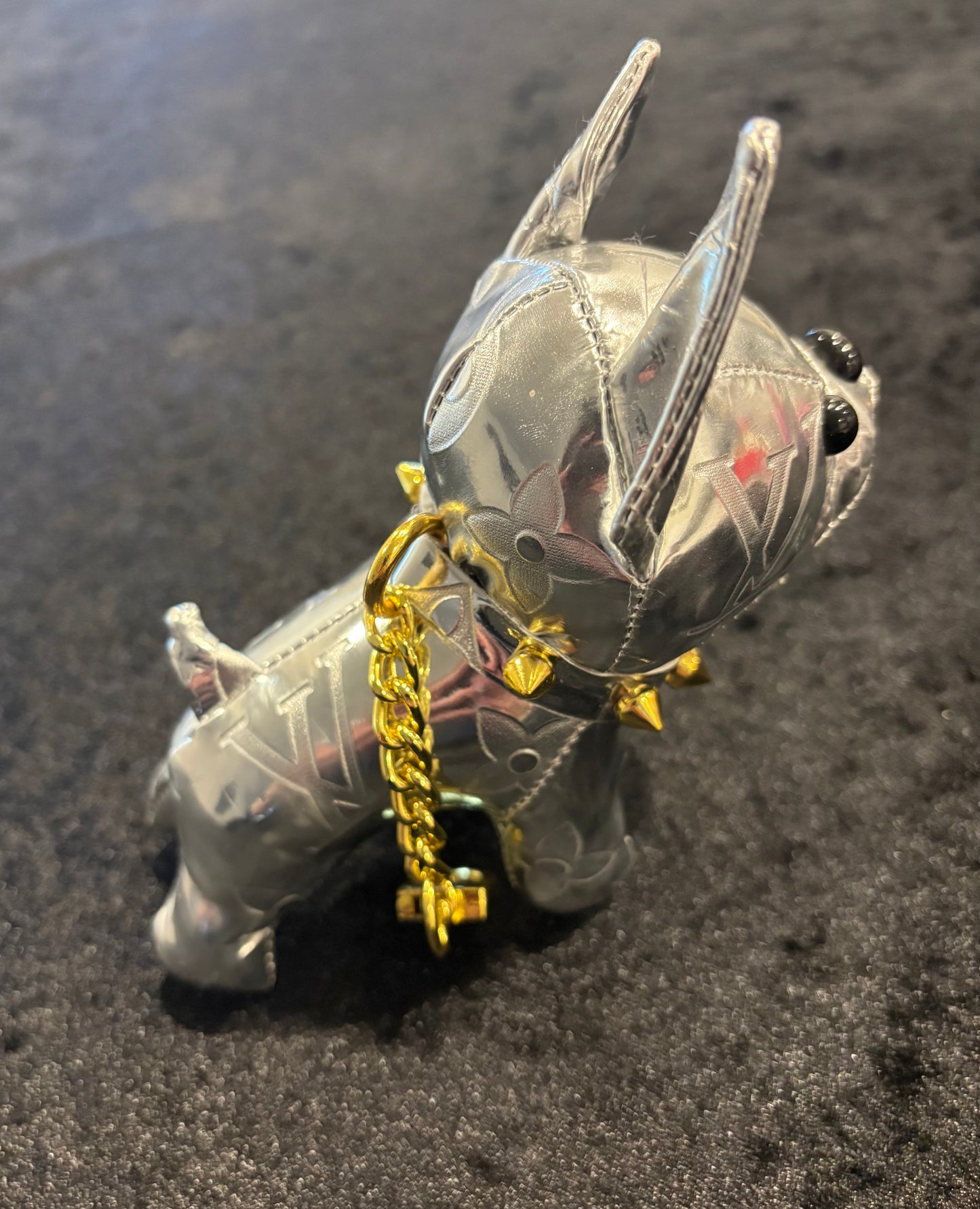 Glam Silver Pup Keychain Charm