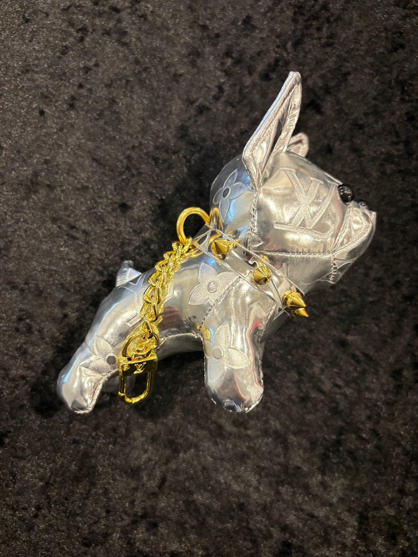 Glam Silver Pup Keychain Charm