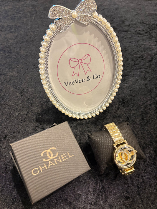 Golden Glam Rhinestone Watch