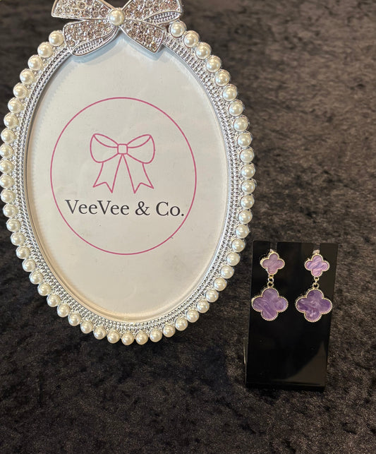 Amethyst Clover Drop Earrings