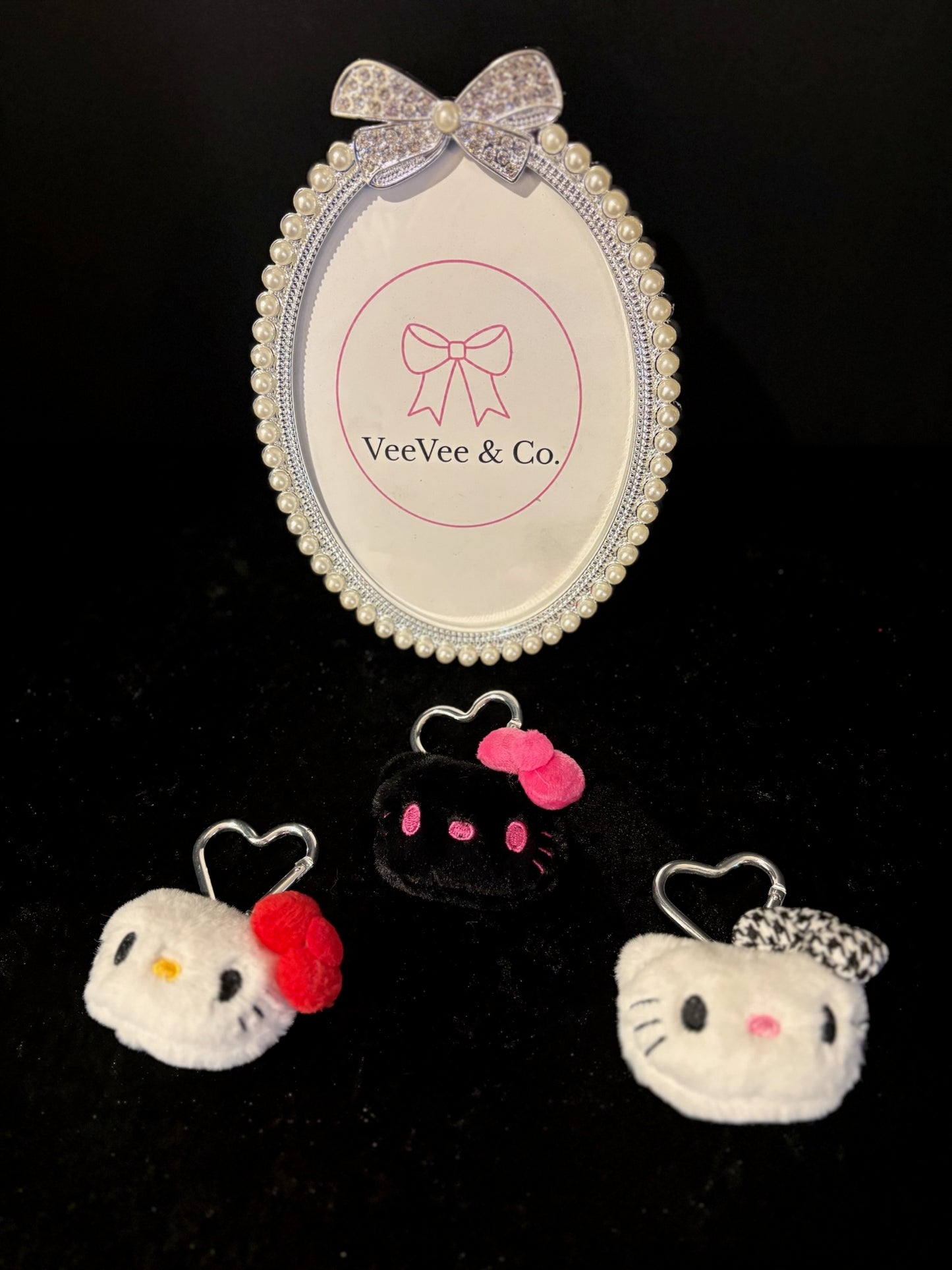 Hello Kitty Mini Head Keychain Collection ✧ 3 Bow Styles Heart Clip Charms