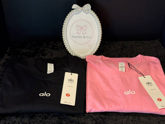 Aesthetic Active Tee Set ✧ Black & Pink Logo T-Shirts