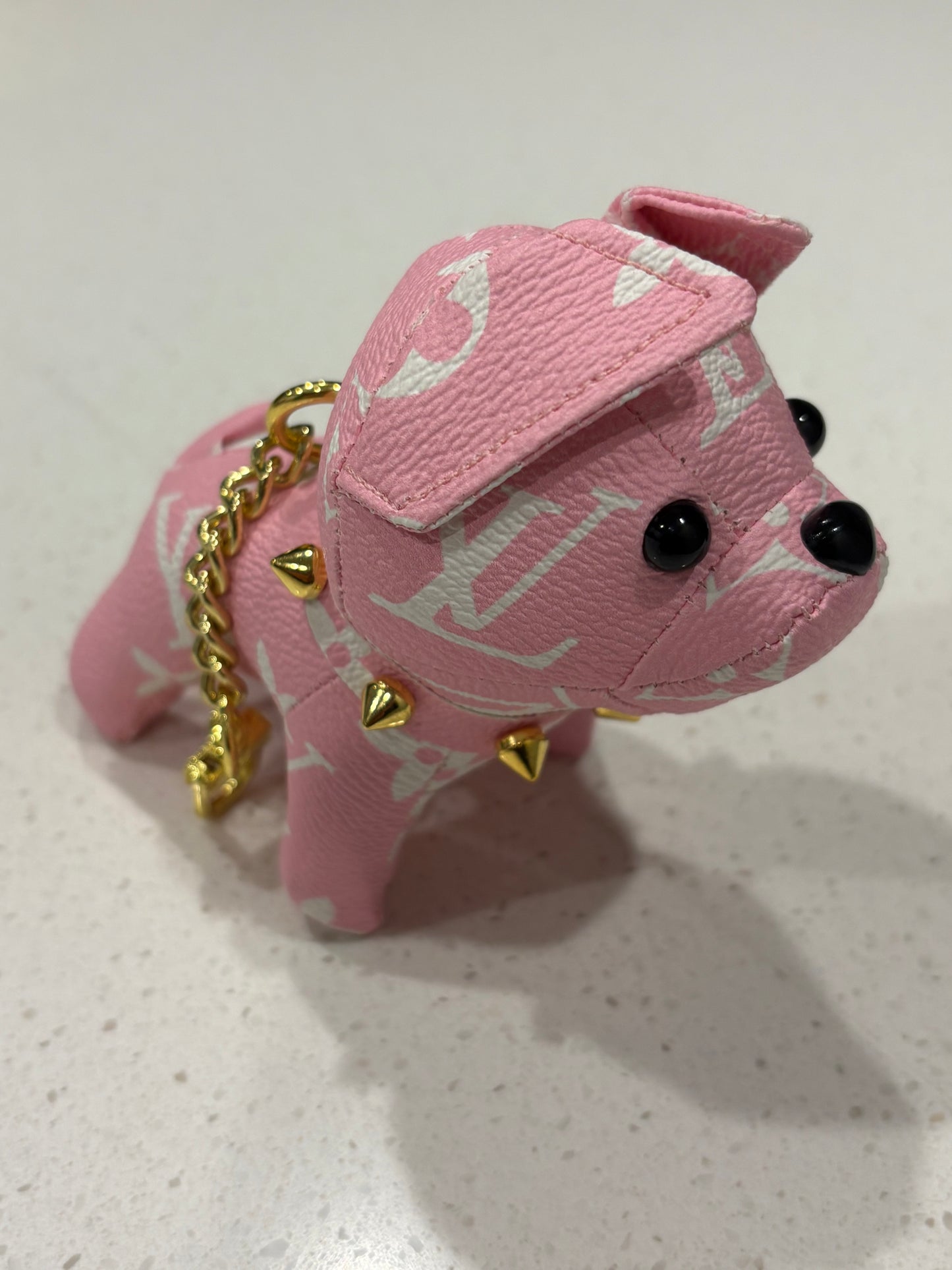 Spoiled Pup Pink Monogram Bag Charm