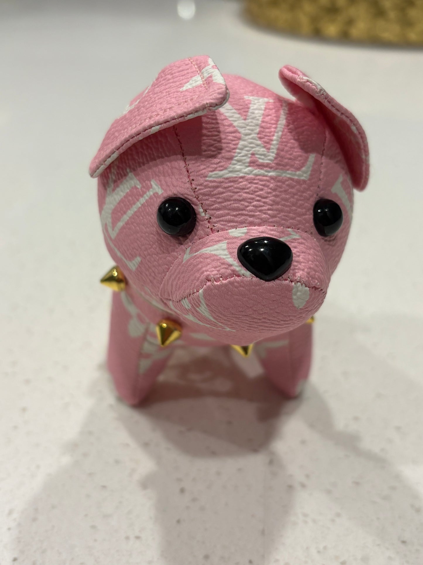 Spoiled Pup Pink Monogram Bag Charm