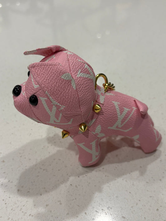 Spoiled Pup Pink Monogram Bag Charm