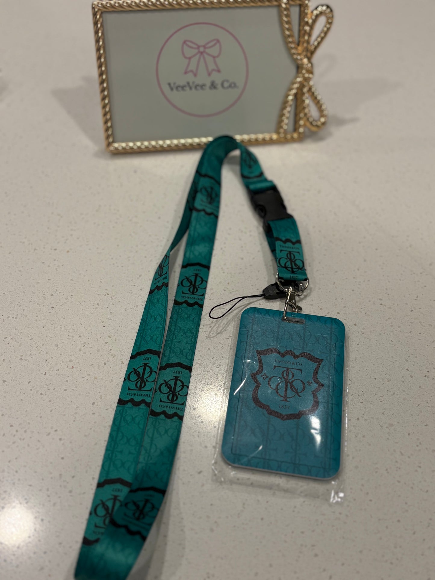 Teal Monogram Style Badge Holder & Matching Lanyard