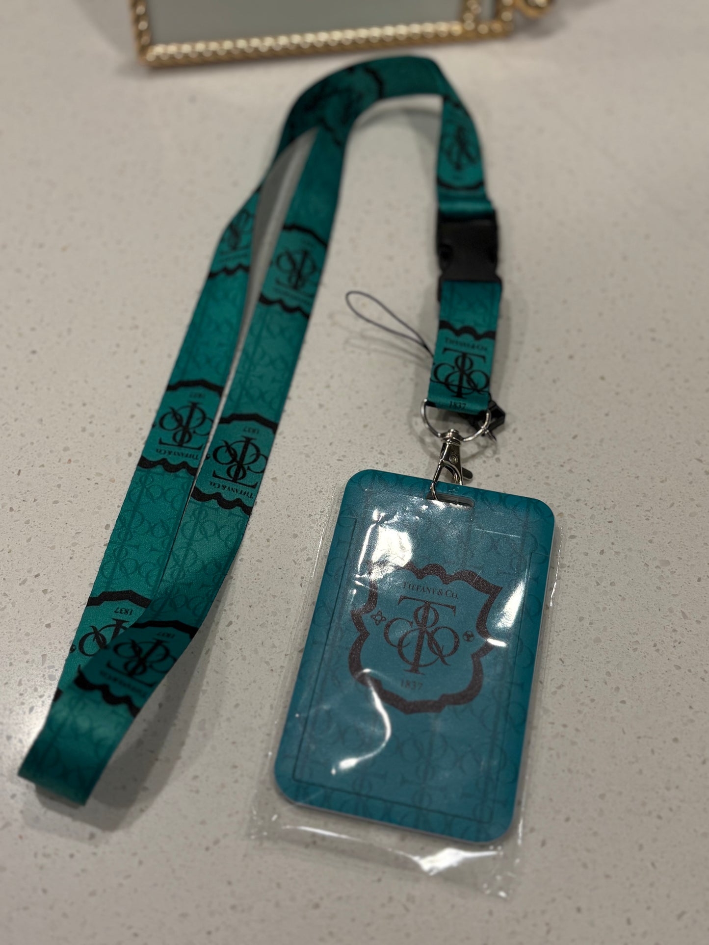 Teal Monogram Style Badge Holder & Matching Lanyard