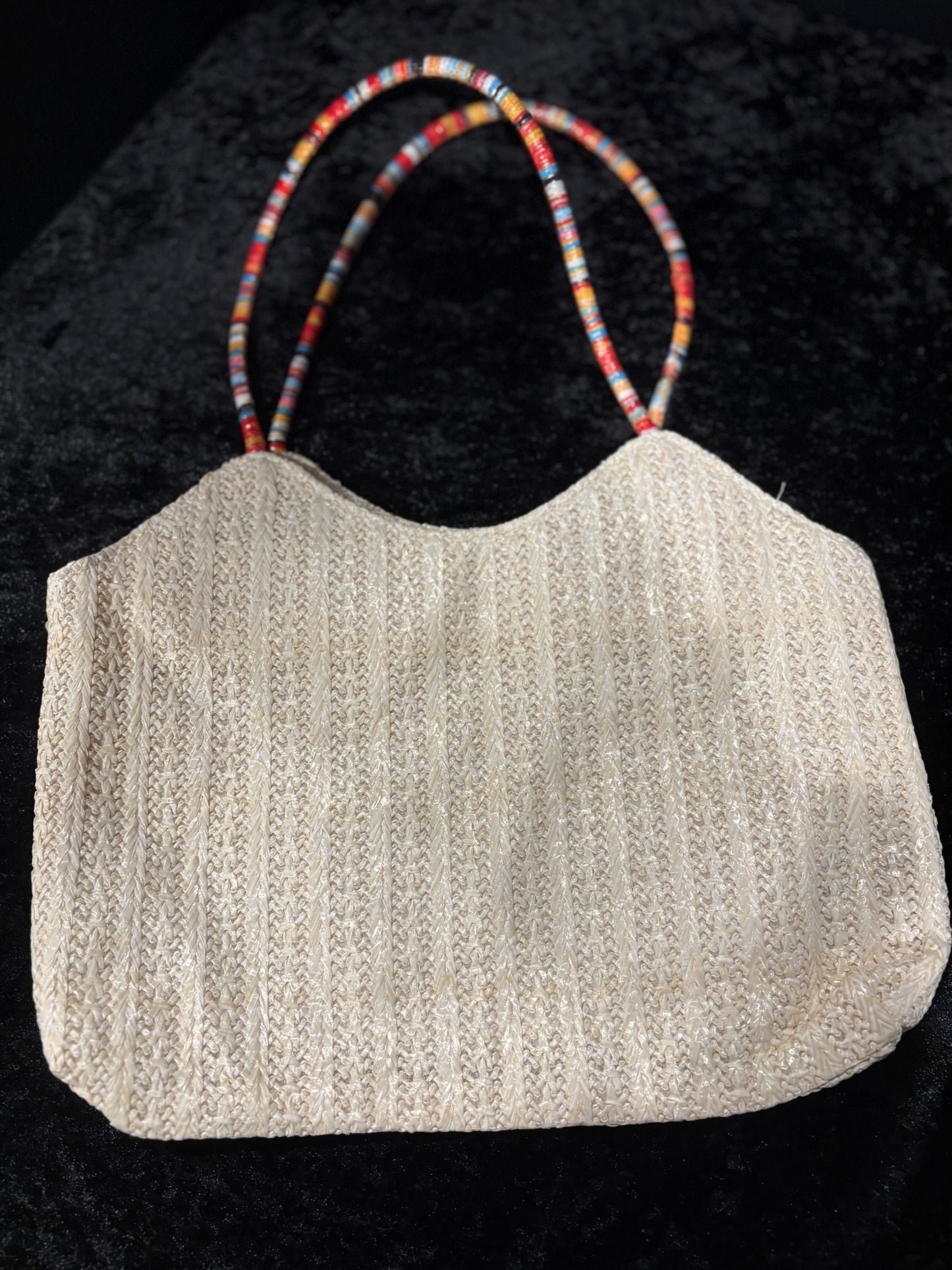Island Breeze Beaded Handle Mini Tote – Tropical Rattan Style Bag ✨