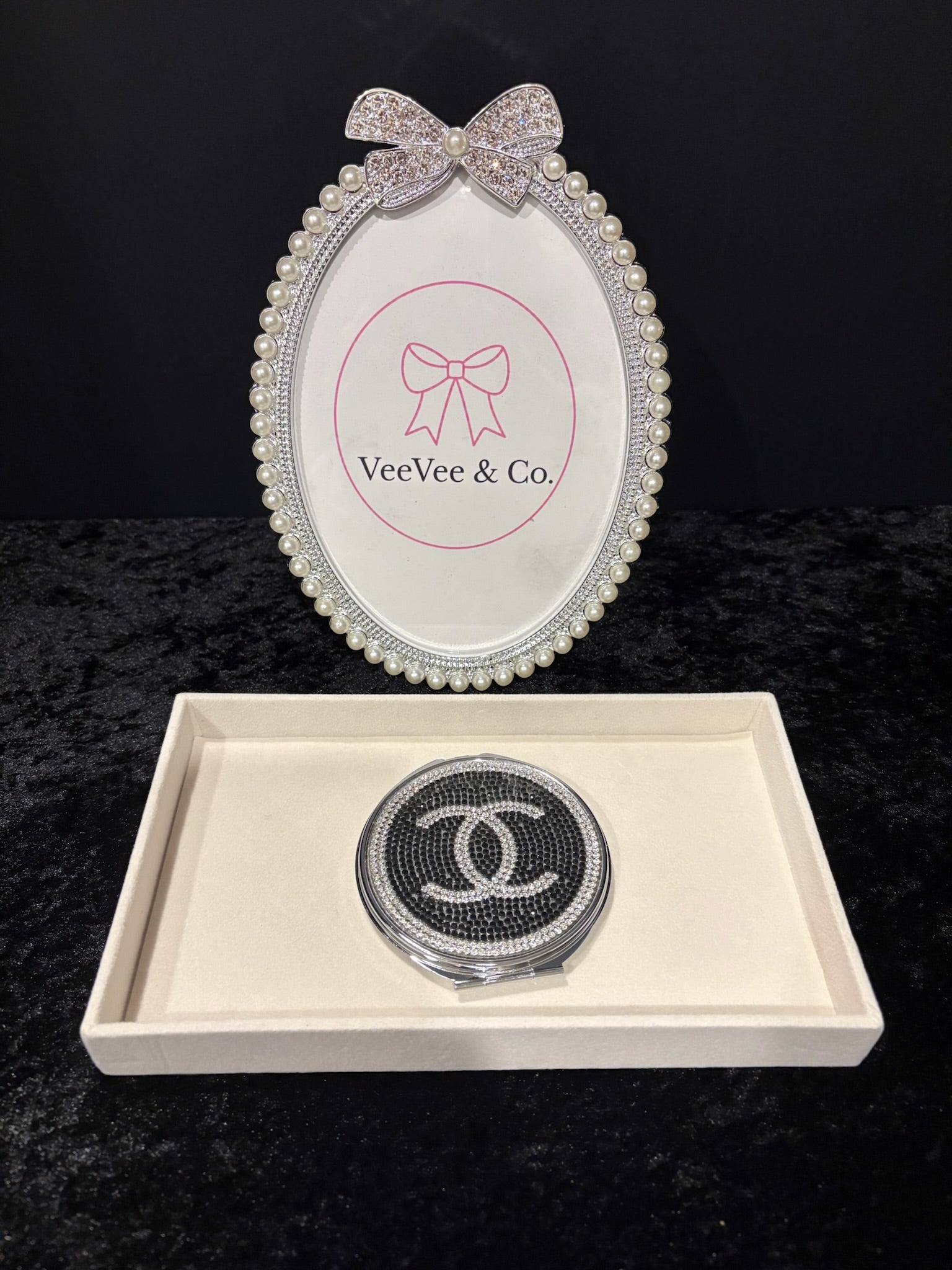 Noir Crystal Pocket Mirror