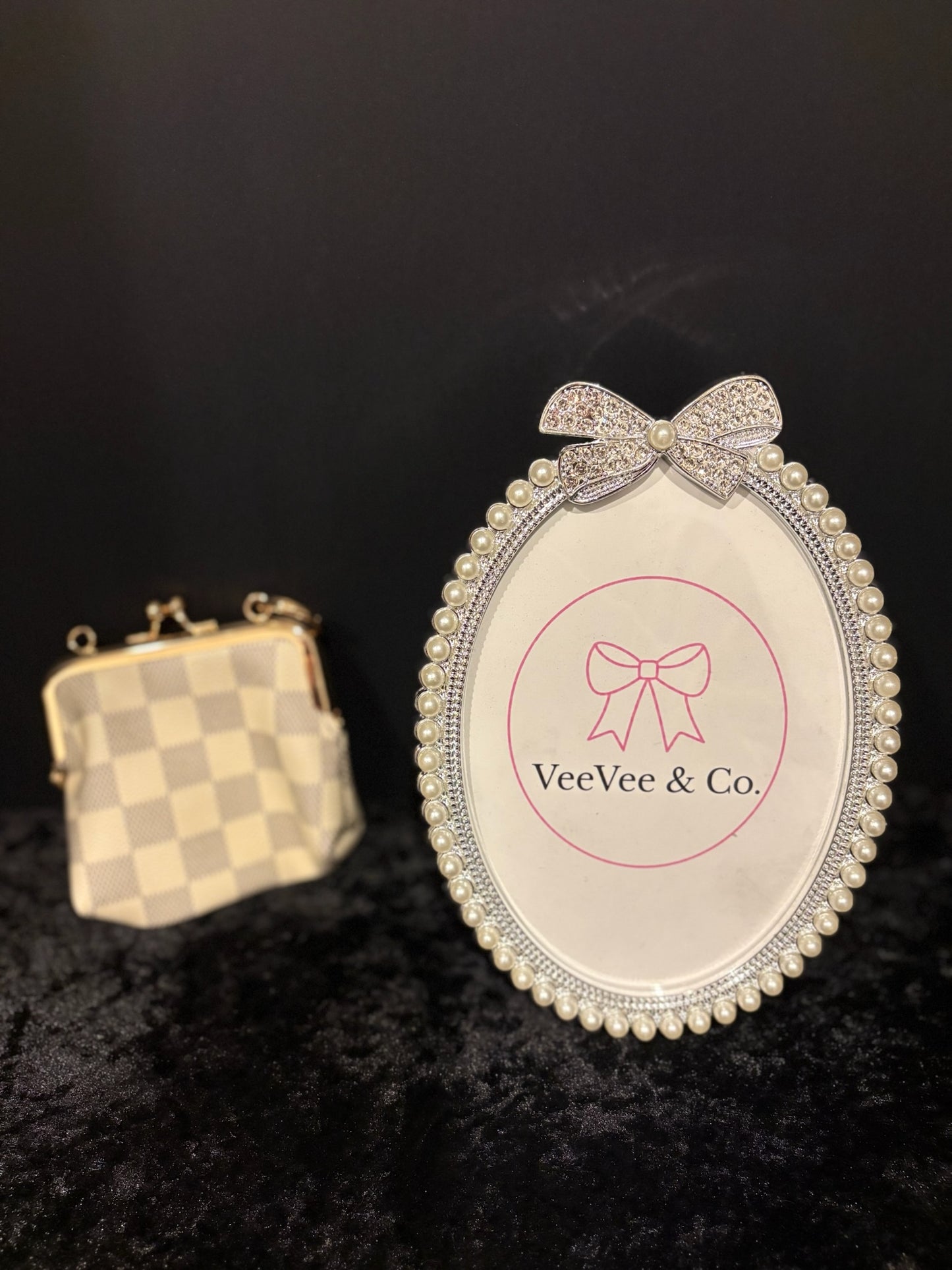 Ivory Check Kiss Lock Pouch