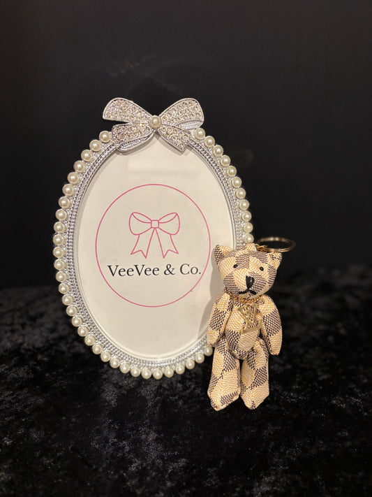 Ivory Check Teddy Charm